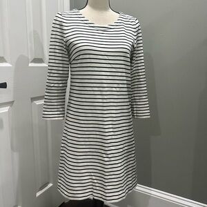 J. Crew Black and White Striped Shift Dress